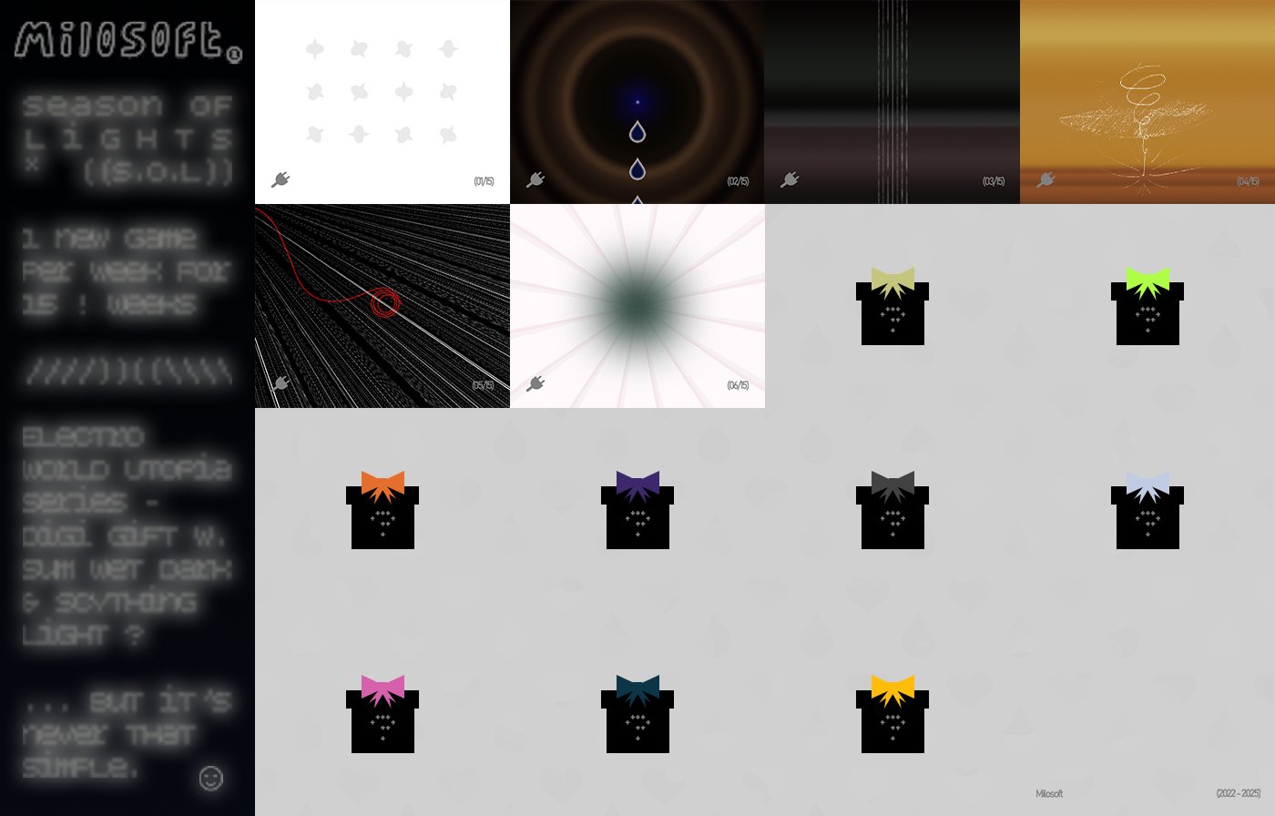 Series of graphic gift boxes, each linked to one of 15 games, releasing one per week for 15 weeks